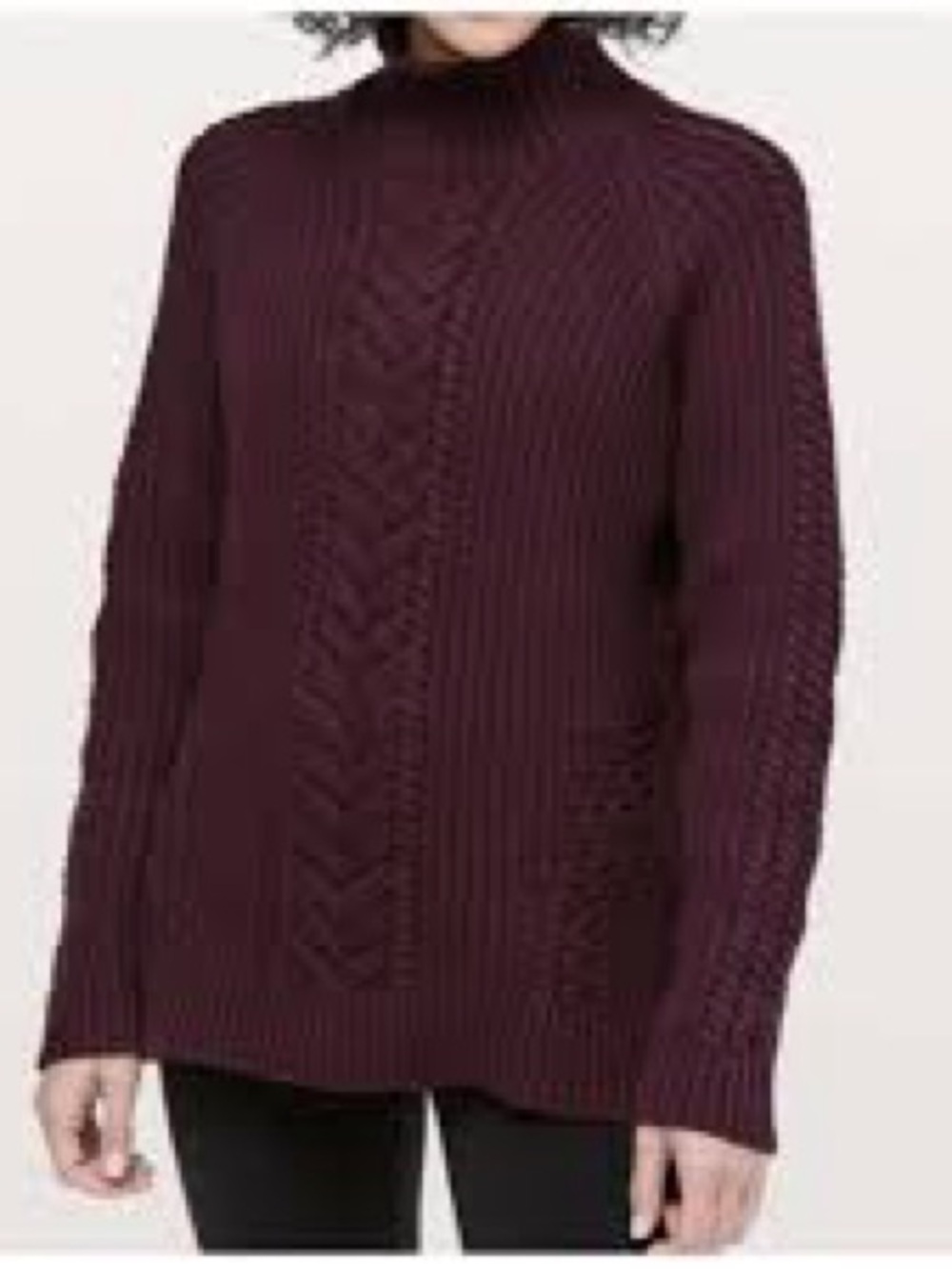 Lululemon Bring The Cozy Cable Knit Turtleneck Sweater Plum 10